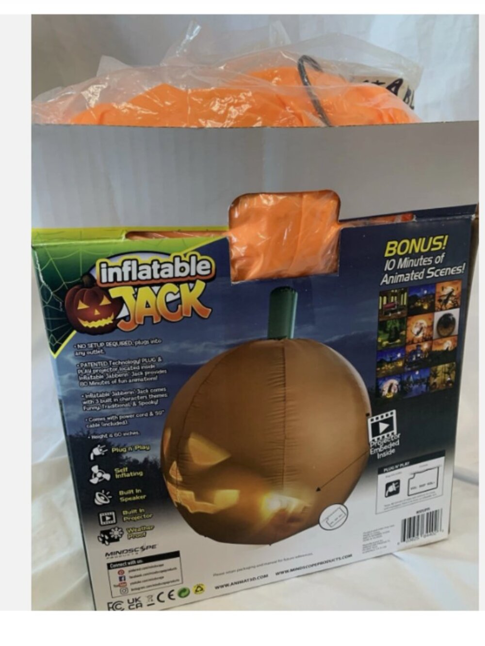 Jabbering Jack Animated, Inflatable 5 Ft Jack ‘o Lantern - Picture 3 of 4